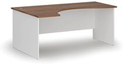 Ergonomický kancelársky pracovný stôl PRIMO WHITE, 1800 x 1200 mm, ľavý, biela/orech
