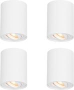 Sada 4 moderných stropných bodových svetiel bielej farby, otočné a naklápacie - Rondoo Up