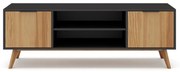Čierny/prírodný TV stolík z borovicového dreva 140x53 cm Lavis – Marckeric