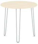 Okrúhly jedálenský stôl SPIDER, priemer 80 cm, sivo-strieborná podnož, breza