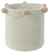 Krémový látkový detský kôš na hračky ø 30x30 cm Bubbly – Lorena Canals