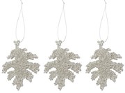House Doctor Vianočná ozdoba Leaf Gliz Silver Glitter – set 3 ks