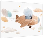 Obraz - Akvarelový slon v lietadle (70x50 cm)