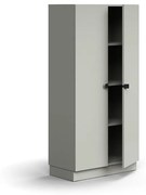 Skriňa QBUS, 3 police, so soklom, s madlom, 1636x800x420 mm, svetlošedá