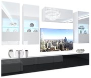 Obývacia stena Belini Premium Full Version biely lesk / čierny lesk + LED osvetlenie Nexum 74