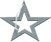 DECOLED Strieborná hviezda, dutá, 15 cm