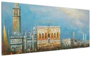 Obraz - Gondola prechádzajúca Benátkami, olejomaľba (120x50 cm)