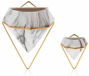 Nástenné kvetináče Semela biely mramor/zlaté