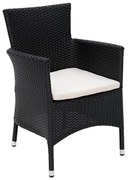 DEOKORK Ratanové kreslo stohovateľné MODENA s poduškou (čierna)