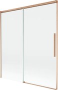 Mexen Rox, 2-krídlová posuvná vaňová zástena 150 x 150 cm, 8mm číre sklo, medený matný profil, 8C9-150-001-65-00