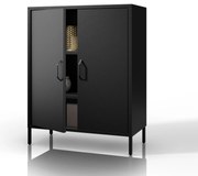Čierna skrinka s policami na nožičkách kovová VITO Modern 800 x 1015 x 400 mm