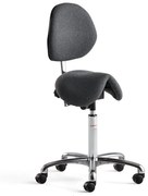 Sedlová kancelárska stolička Derby s opierkou DERBY, tmavošedá tkanina