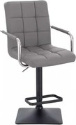 LuxuryForm DESIGN Barová stolička VERONA na čiernej hranatej podstave - šedá