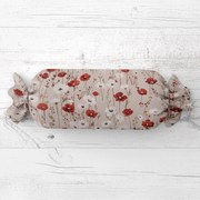 Biante Vankúš valec bonbon Sandra SA-631 Červeno-biele vlčie maky na sivobéžovom 15x40 cm