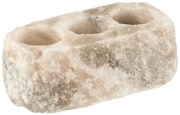 Prírodný svietnik zo soľného kameňa na tri čajové sviečky - 20*10*7 cm