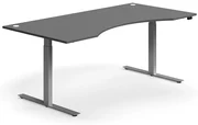 Výškovo nastaviteľný stôl FLEXUS, s výzerom, 2000x1000 mm, stieborný rám, šedá