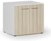 Kancelárska skriňa s dverami PRIMO WHITE, 800 x 640 x 735 mm, biela/dub prírodná