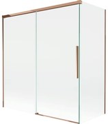 Mexen Rox, 2-krídlová posuvná vaňová zástena 150 + 70 x 150 cm, 8mm číre sklo, ružové zlato profil, 8C9-150-070-60-00