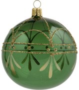 Bella Rose Sklenená vianočná ozdoba Guľa Zelená Lesk 3