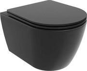 Mexen Carmen miska wc Rimless s pomaly sklopnou doskou slim, duroplast, čierna matná - 30881085