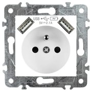 Elhard Zásuvka + 2x USB Royal, biela YK2190W
