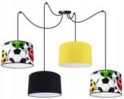 Detské závesné svietidlo Soccer Spider, 4x textilné tienidlo so vzorom (mix 6 farieb), (výber z 2 farieb konštrukcie)