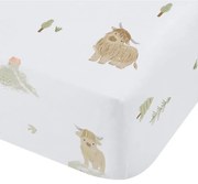 Biela napínacia bavlnená detská plachta do postieľky 70x140 cm Mini Moo Cow – Bianca