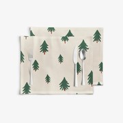 Goldea vianočné prestieranie na stôl z pevnej bavlny - stromčeky na režnom - sada 2ks 30 x 40 cm