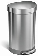 Pologuľatý pedálový kôš 45 l, matná oceľ, nerez
