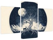 Obraz – Magický strom s jeleňom I. (90x60 cm)