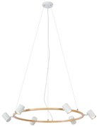 Moderné závesné svietidlo s potlačou dreva s bielymi 6 svetlami - Jeana Circle