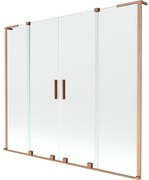 Mexen Velar L Duo, 2-krídlová posuvná vaňová zástena 180 x 150 cm, 8mm číre sklo, medená matná, 896-180-003-02-65