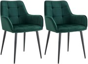 Set 2 jedálenských stoličiek Ferndale - zamat - tmavozelená