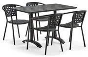 Zostava záhradného nábytku Piazza + Capri, 1 stôl + 4 čierne stoličky