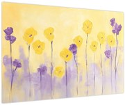 Obraz - Fialové a žlté kvietky (90x60 cm)