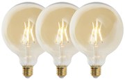 Sada 3 stmievateľných LED žiaroviek E27 G125 zlatá 5W 450lm 2200K