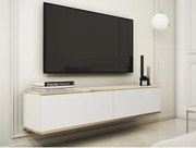 Závesná TV skrinka Orfeo, 135 cm, biela/zlatá%