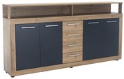 Štvordverová komoda so zásuvkami Lunysa New - dub artisan / grafit