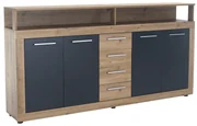 Štvordverová komoda so zásuvkami Lunysa New - dub artisan / grafit