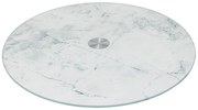 Sklenený otočný servírovací podnos White Marble, (fi) 32 cm