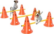 PawHut 3-dielna sada agility pre psy s 6 kužeľmi, 3 nastaviteľnými prekážkami a taškou | Aosom