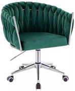 LuxuryForm DESIGN Stolička NORDEN VELUR na striebornej podstave s kolieskami - zelená