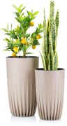 PLASTOVÝ KVETINÁČ STRIPPED ECO SADA 2KS 42X25 CM+ 51X30 CM BÉŽOVÁ