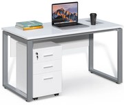 Kancelársky stôl s kontajnerom Houseland Prime Home 02 A 140 cm biely