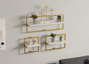 Sada 3 ks nástěnných polic Yeso bílá/zlatá