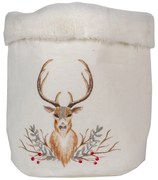 Látkový vianočné košík s jeleňom - ​​Ø 17 * 18 cm