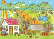 MARIONETINO – Zadná scéna k rozprávke O troch prasiatkach (2 motívy)