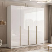 ŠATNÍKOVÁ SKRIŇA BLANCA BIELÝ LESK 4D ZLATÉ ÚCHYTKY