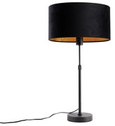 Stolová lampa čierna s oválnym zamatovým tienidlom čiernym 35 cm - Parte