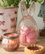 Ružový sklenený svietnik na čajovú sviečku - Ø 7*6 cm